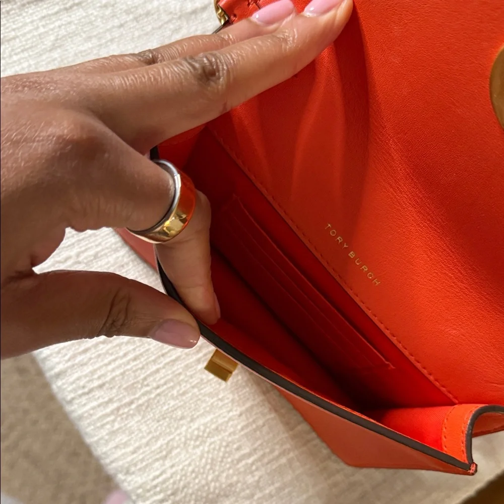 Tory Burch Orange Quilted Crossbody Bag - Picture 6 of 9